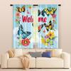 2 Pcs, Filtering Curtains (excluding Rods, Non-movable, Without Batteries) Colorful Spring Flowers and Butterflies for Use In
