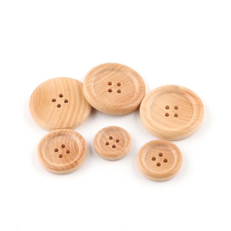 Four Eyes Round Edge Wooden Button Natural Button Coat Shirt Jacket Button Button Button