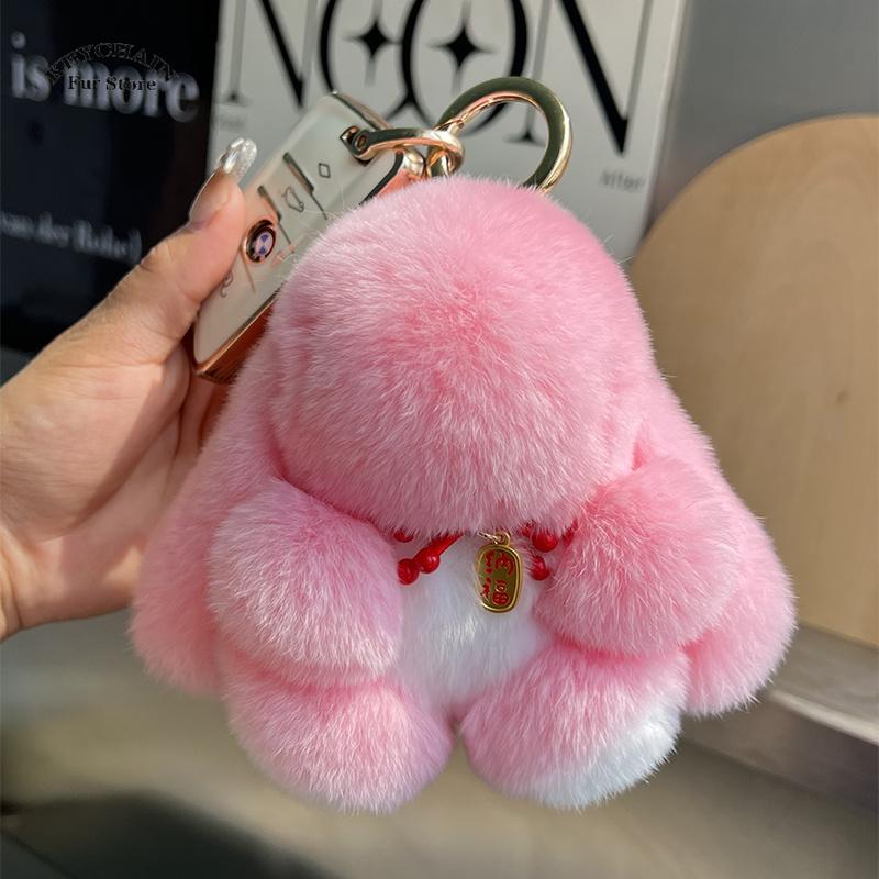 Cute Plush Bunny Keychains Fluffy Rabbit Pendant For Purse/Backpack Cute Gift For Kids Girls