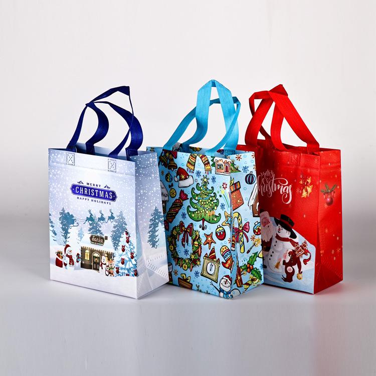 In-Stock Large Cartoon Christmas Non-Woven Tote Bag 2024 - High-Capacity Holiday Gift Bag for Christmas Eve Shopping
