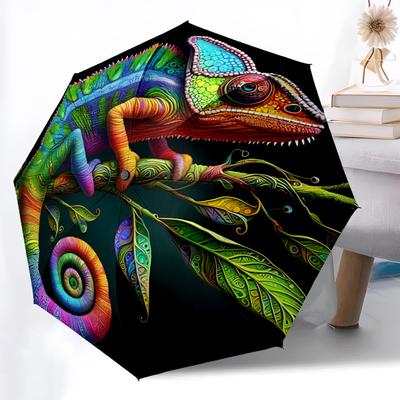 1pc Chameleon Colors Automatic Folding Umbrella   Compact 8 Rib Design, Durable Iron Frame for Travel, Outdoor,  A0920096