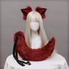 2 Stück/Set Plüsch-Katzenohren Schwanz Flauschiges Fursuit Lolita Stirnband Katzen-Schwanz Cosplay Zubehör Handgefertigt Simulation Tierohren Kopfschmuck