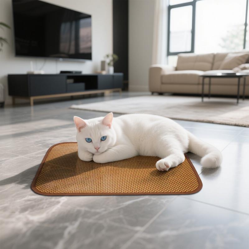 Summer Pet Cooling Pad Portable Dog Cooling Mat Washable Natural Straw Puppy Bed Blanket for Large Medium Small Pet Supplies