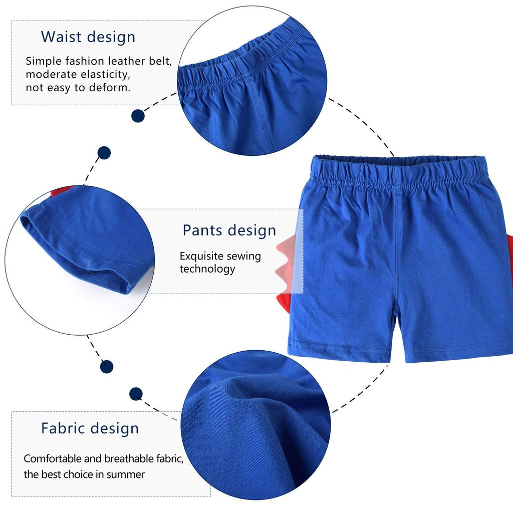 Baby summer cute dinosaur pattern bottoms set cotton comfort clothes [Yilaku] cut-and-sew T-shirt + cut-and-sew 2-piece 100%