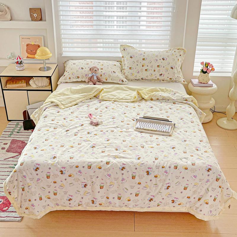 Class A Washed Cotton Soybean Fiber Gauze Quilt - Double Layer Summer Cool, Machine Washable