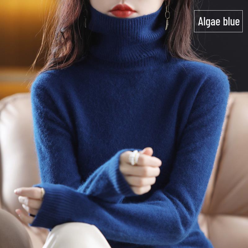 2026 Autumn/Winter Women's High Neck Mink Cashmere Sweater: Loose, Thick, and Versatile Knit Base Layer