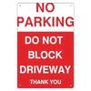 Tin Sign NO PARKING DO NOT BLOCK DRIVEWAY Red White Warning Metal Plaque Sign for Garage Yard Home Wall Decor Vintage Industrial