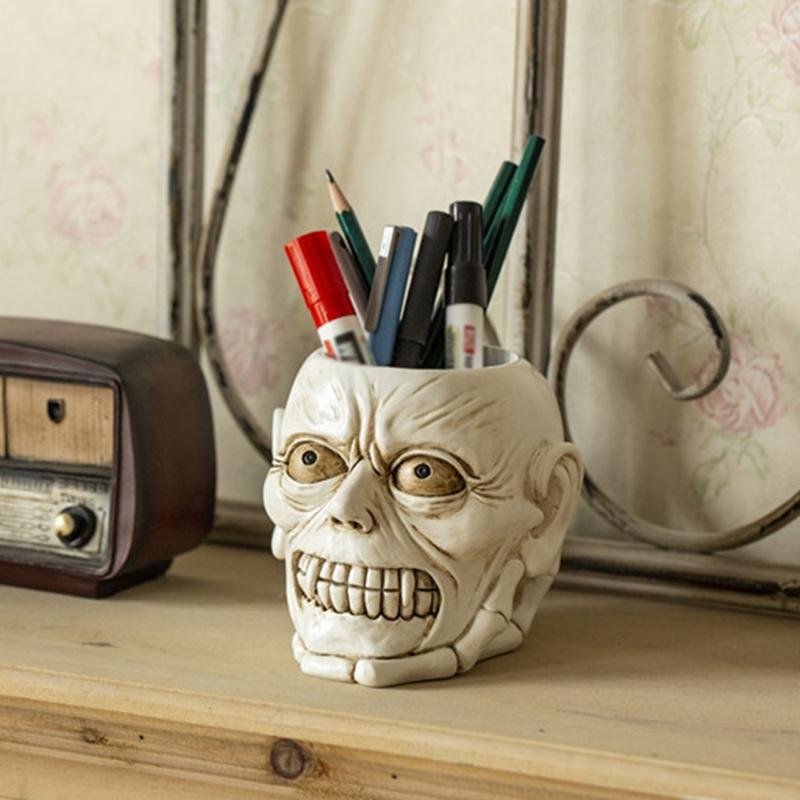 Concrete Flowerpot Mold Skull Shape Pen Holder Mold Cement Container Silicone Mold Succulent Planter Concrete Vase Mold