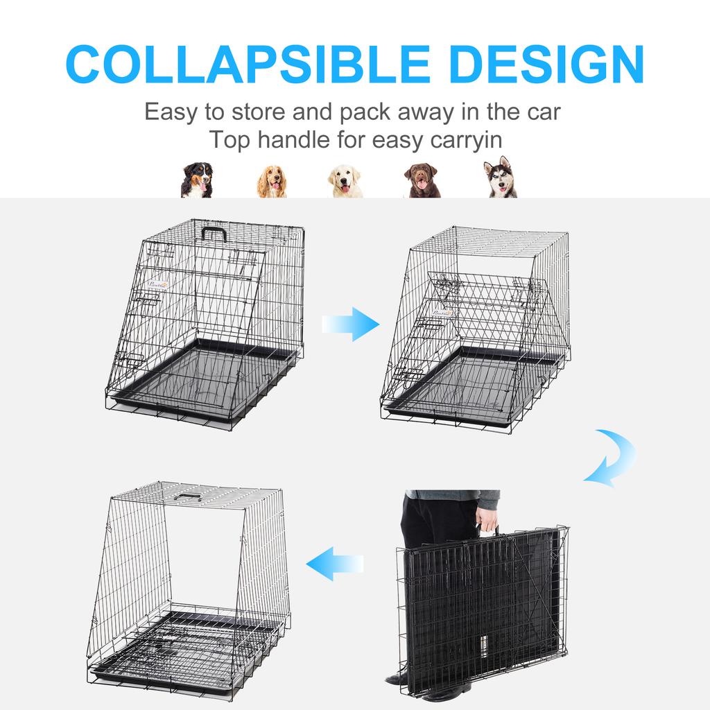 Trapeze Collapsible Dog Pet Travel Box Cage Removable Tray 93 X 58 X 65cm