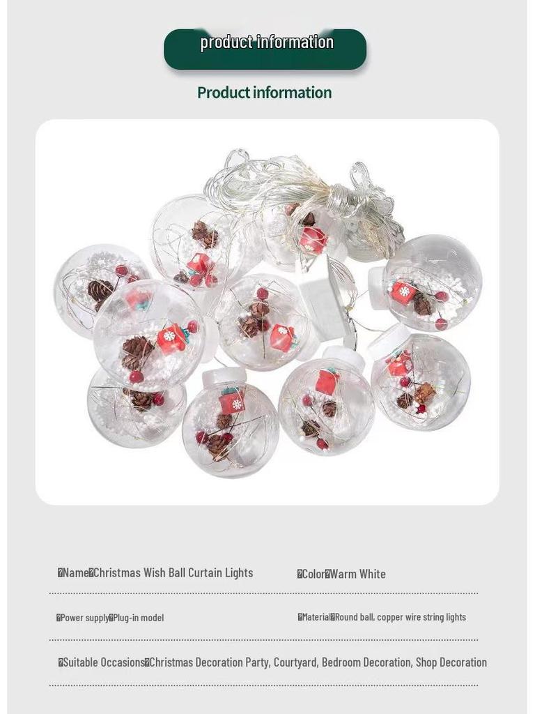 Weihnachtswunschkugel LED-Lichterkette: Kupferdraht Lichterkette für Schneemann & Weihnachtsmann Einkaufszentrum Fensterdekoration