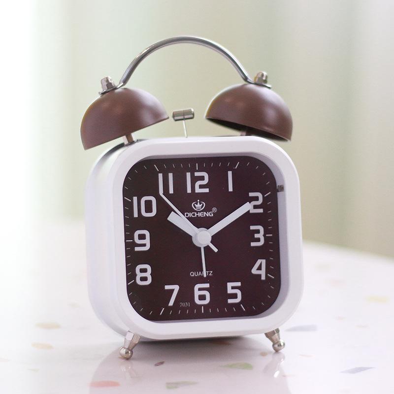 Nordic Style Fashionable and Simple Creativity Metal Ringing Alarm Clock Mute Alarm Clock Student Bedroom Luminous Clock Watch
