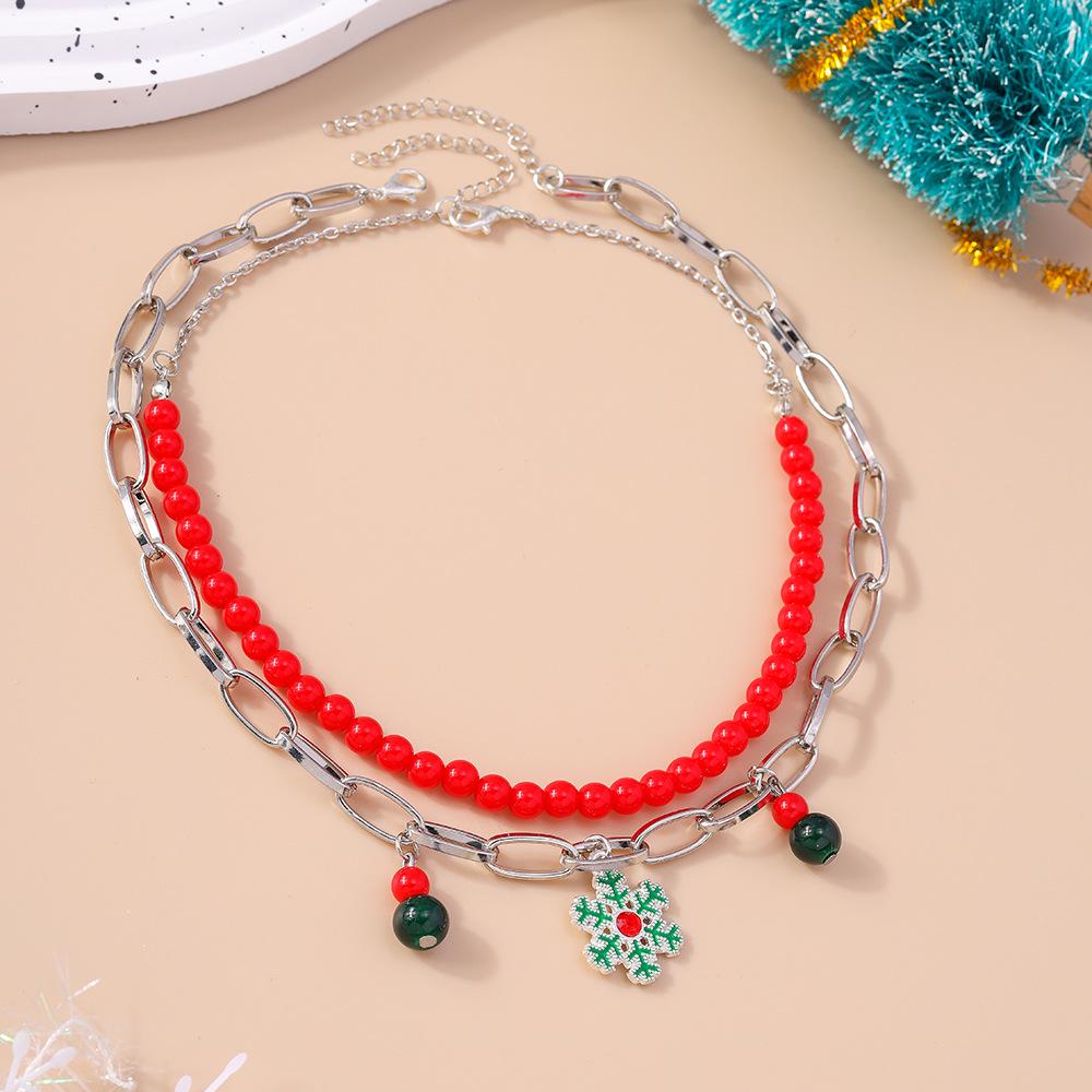 Christmas Tree & Wreath Necklace Set: Elegant European & American Fashion Clavicle Chain Jewelry