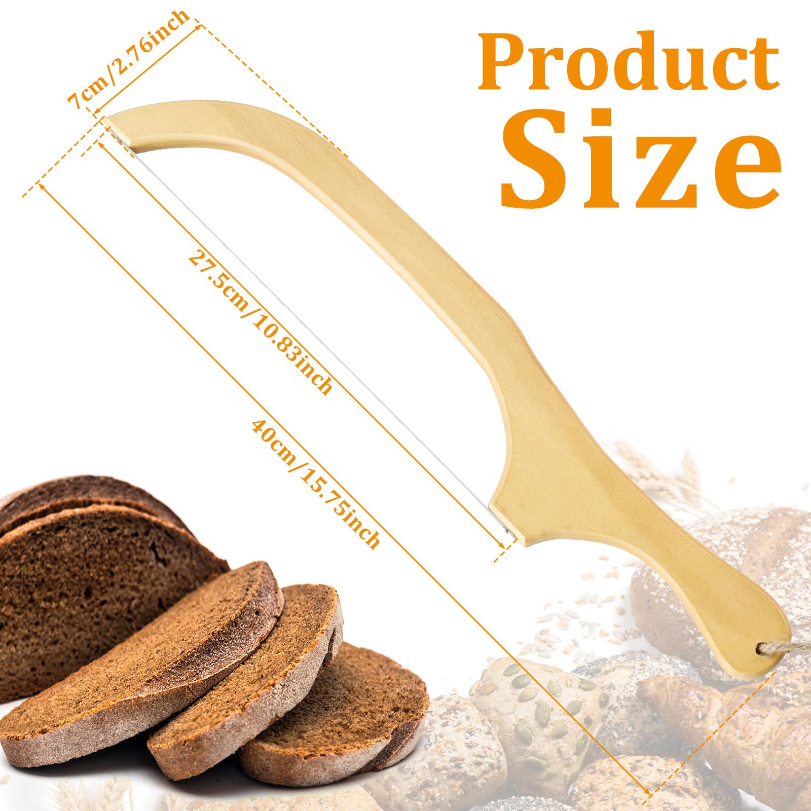 

Bread Bow Cutter Stainless Steel Sourdough Bread Slicer with Wood Handle Serrated Bagel Cutter Replaceable Bread Cutter Tool