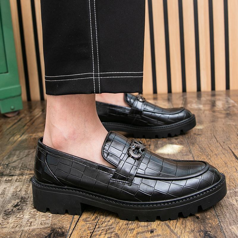 Fashion Luxury Brand Leather Shoes Brown Black Slip On Lattice Pattern Men's Casual Shoes Wedding Office Banquet Casual Loafers for Men