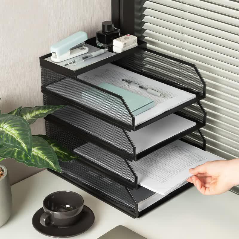 Deli PB261 4-Tier Stackable Metal File Organizer