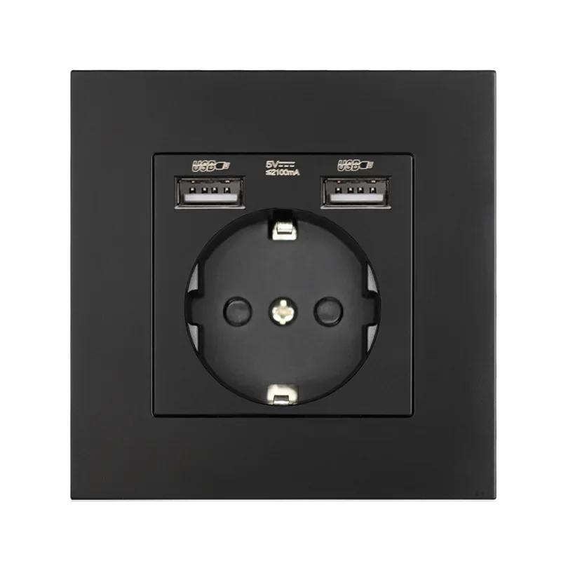 Standardní EU USB zásuvka typu C nabíjecí port, Francie se zásuvkou s vypínačem, 16A dvojitý rámeček, nástěnný USB napájení AC 110-250V