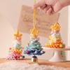 Knitted Christmas Tree with Jingle Bell Plush Christmas Hanging Pendant Wool Crochet Tree for Christmas Party Decor