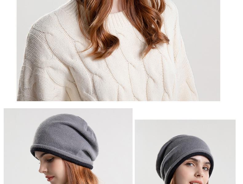 8164 Korean Style Knit Slouchy Beanie - Women's Warm Ear Protection Hat for Large Head Circumference, Autumn/Winter