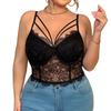 1XL-4XL Big Size Lace Corset Hollow Suspender Vest Elegant Simple Lace Crop Tops  Spring Summer