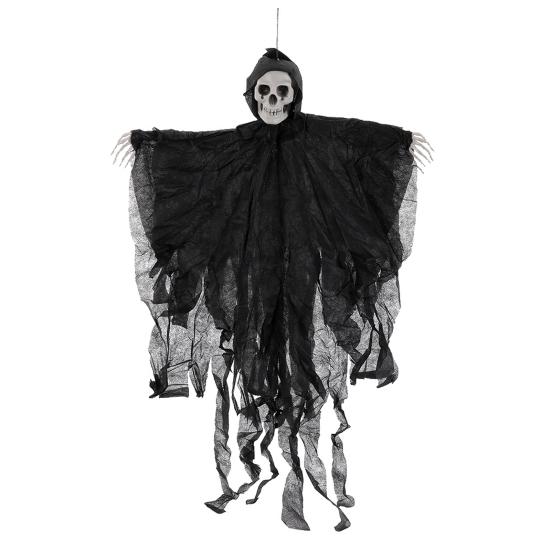 Halloween Hengende Skalle Spøkelse Skummel Grim Reaper Skjelettdekorasjon for Utegård Veranda Spøkelseshus Festdekor