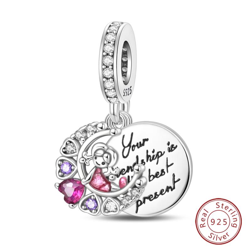 Real Copper Pink Series Heart Charms Beads Fit Qikaola Original Bracelets Diy Mother'S Day Jewelry Gift For Mom