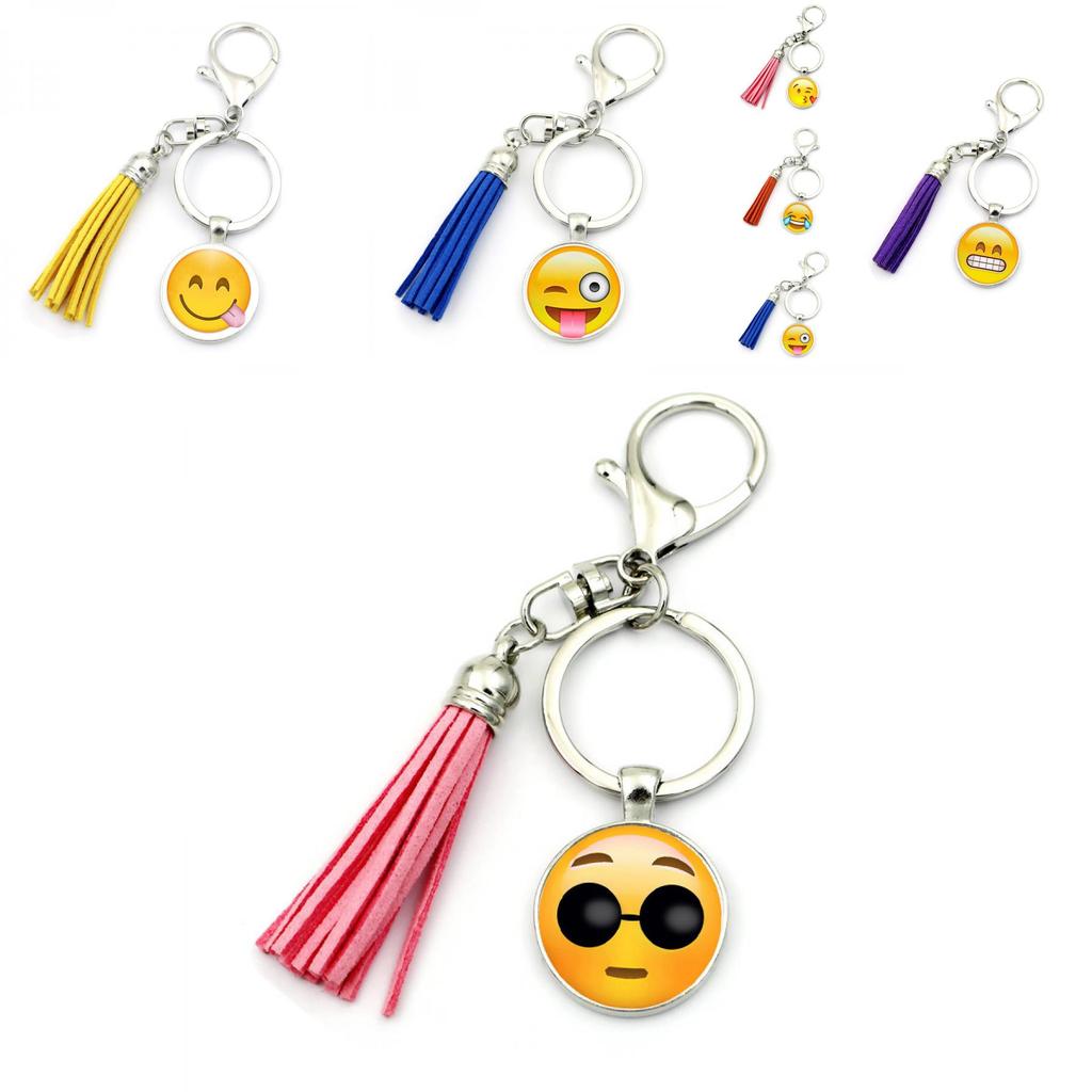 Cute Humorous Emoji Time Gem Keychain Ornament Creative Personalized Tassel Decor