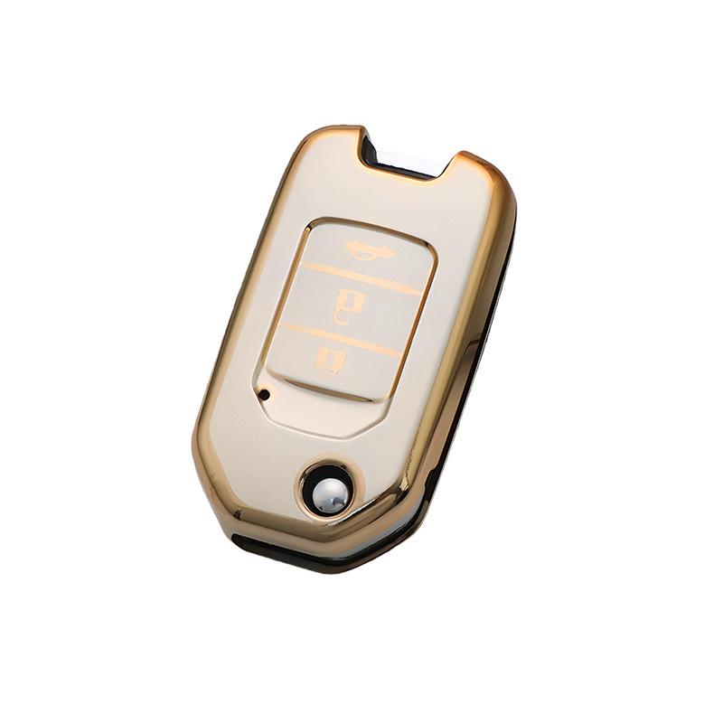 Flowing Sand Champagne Gold Car Key Cover for 2-3 Button Honda Vezel, XRV, CR-V, Spirior, Accord.