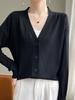 Women's Retro Big Button Cardigan Sweater - Loose Knit Design Jacket