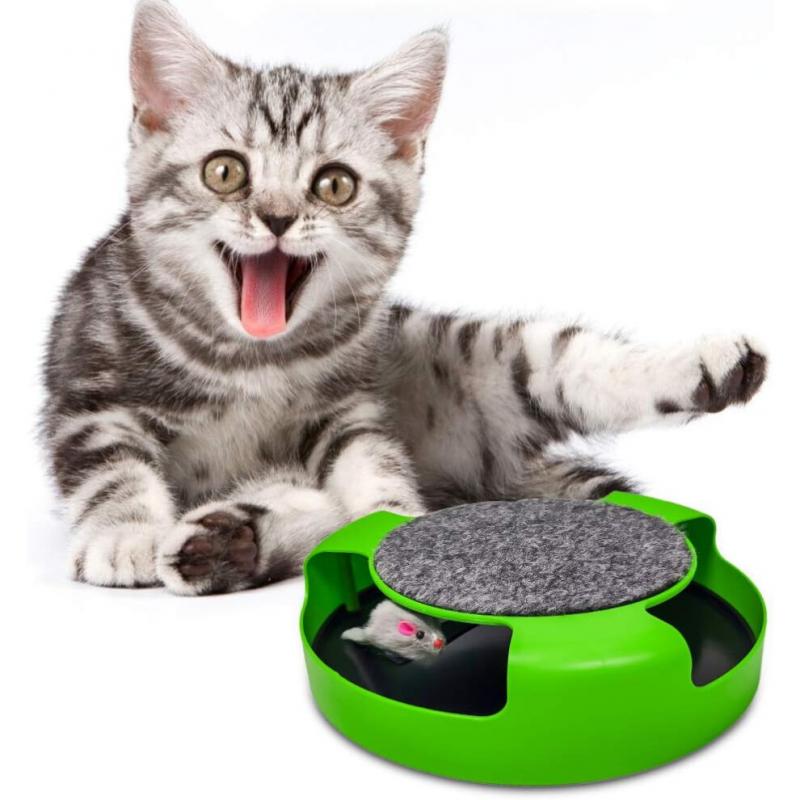 Durable Non-Toxic Plastic Interactive Cat Toy, Claw Grooming Feature In Bright Colorful Design, Battery-Free Rotating Mouse For Exercise And Agility