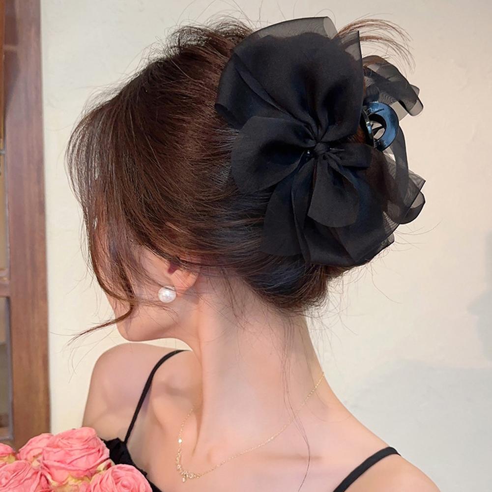 New Sweet Mesh Tulle Bow Hair Clips Solid Color Bowknot Hair Clips For Women Girls Barrettes Claw Clip Kids Hair Accessories