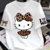 Women's Short-Sleeve T-Shirt, Leopard Print Bow Pattern Loose Crew Neck Casual Top