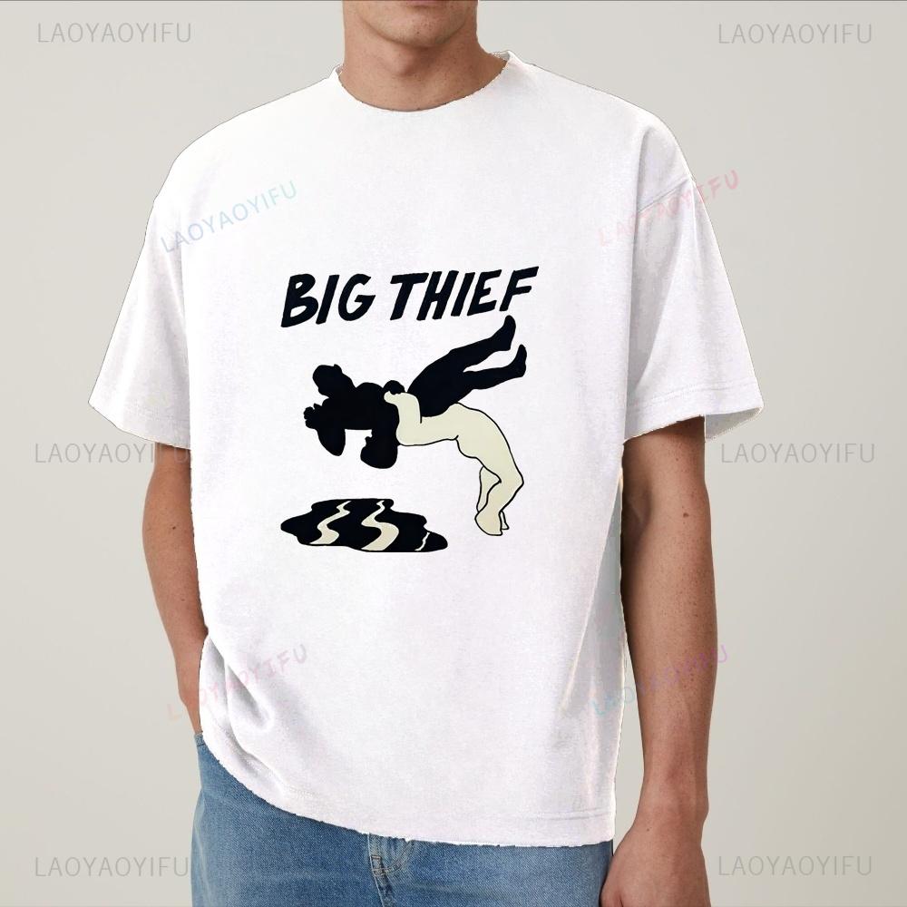 Retro BIG THIEF Classic Rock Music T-shirt - Summer Short-sleeved Men's and Women's Large-sized