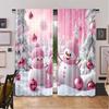Set Of 2 Flat Printing Christmas Hot Party Curtains Pink Frosty Friends Digital Printed Polyester Drapes Decorations Use Made