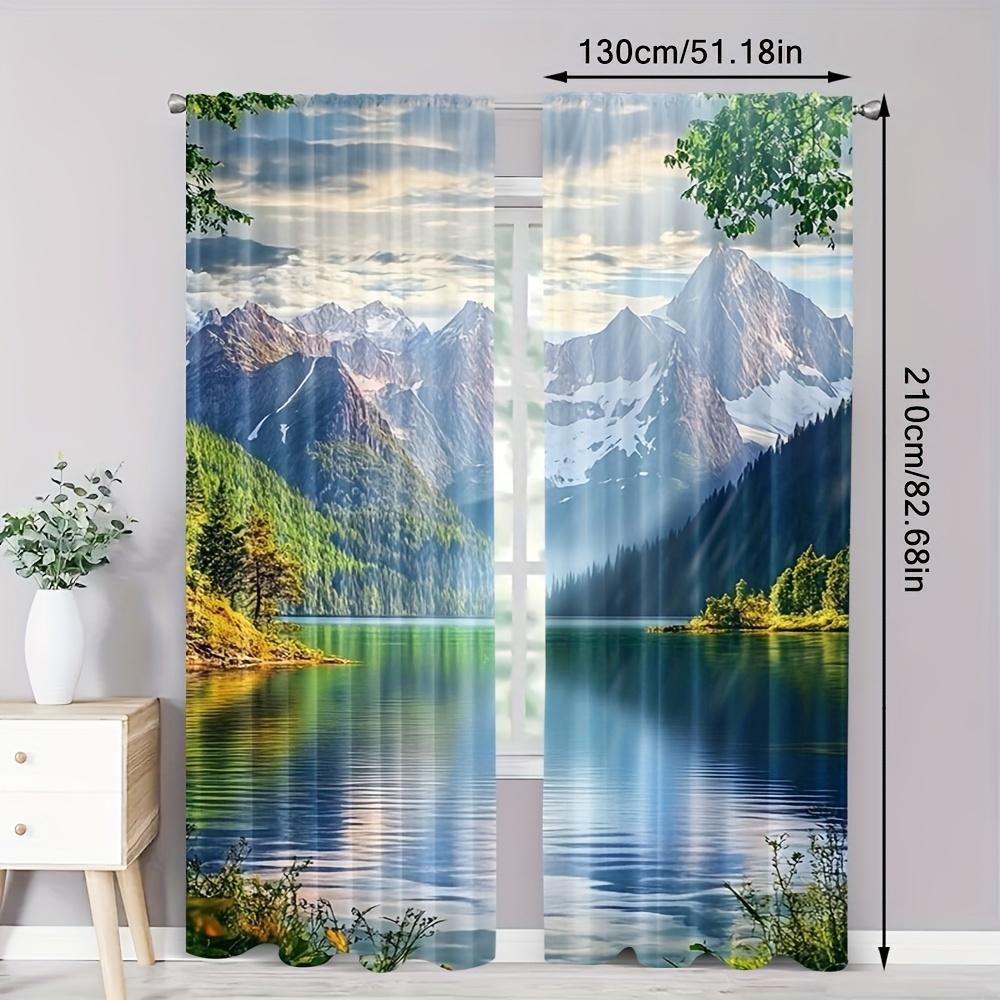 Set Of 2 Fashion Style Natural Landscape Polyester Curtains Suit Curtain Light Blocking Made