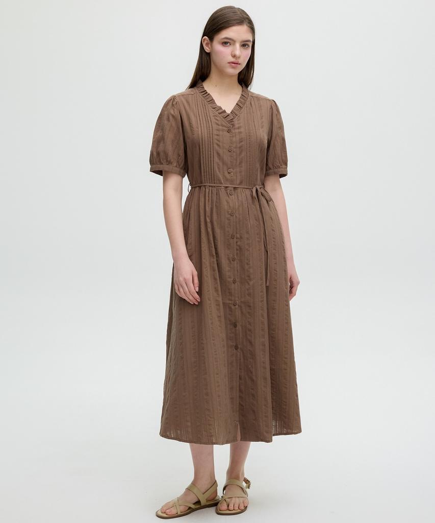 Ollibeudeollibeu Frill Neck Cotton Jacquard Dress Oh6Xo5850