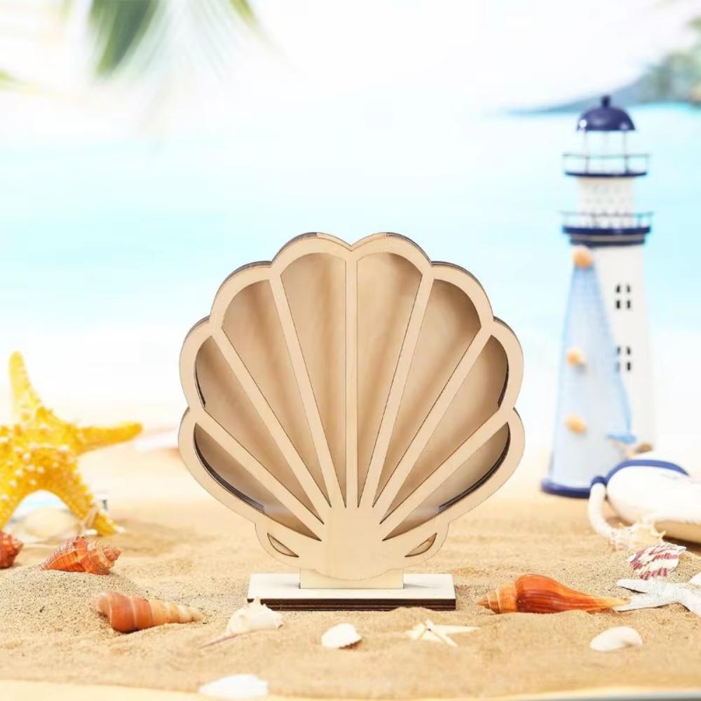 Exquisit Shell Storage Box Unique Wooden Display Box Creative Stones Storage Holder  Bedroom