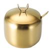 Gold Korean Style 304 Stainless Steel Seasoning Jar with Spoon - Perfect for Chili Sauce, Soy Sauce, or Salt.