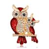Enamel Owl Shape Rhinestones Embedded Brooch Pin Badge Banquet Jewelry