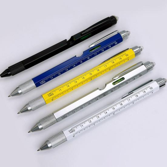 Multiverktøy Multifunksjonell Linjal Penner med LED-penn Flaskeåpner Stylus Kul