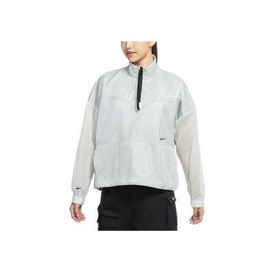 Sportswear Tech Pack Half Zip Stand Collar Mesh Semi Transparent Woven Loose Jacket Women Jacket Limestone CZ9788-019