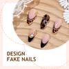 24Pcs French Press On Nails With Leopard Print Tips For Women Natural Fit Reusable Artificial Nail Extensions
