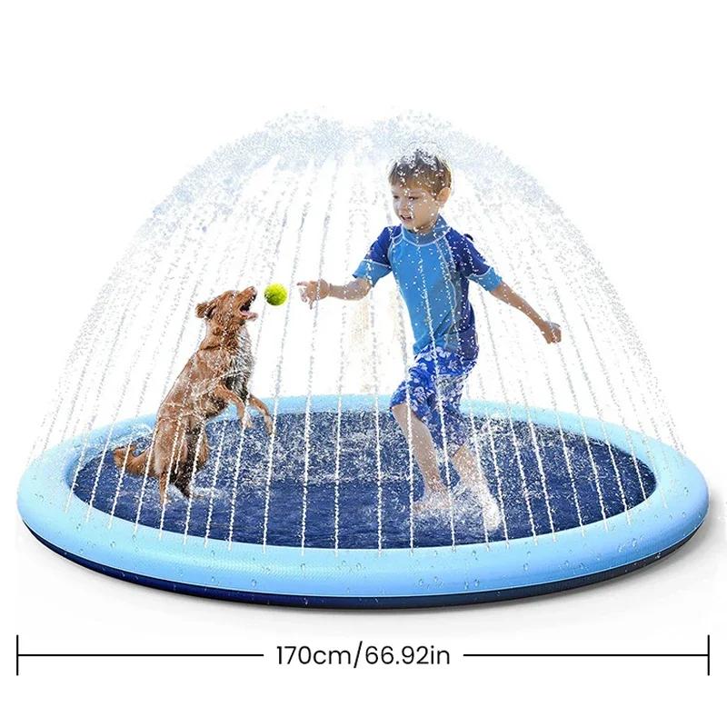 Kinder Sommer Outdoor Wasserspielzeug - Rutschfeste Dicke Hund Spritzmatte Sprinkler Pool Spaß Hinterhof Brunnen Spielmatte Perfektes Kinderspielzeug Geschenk