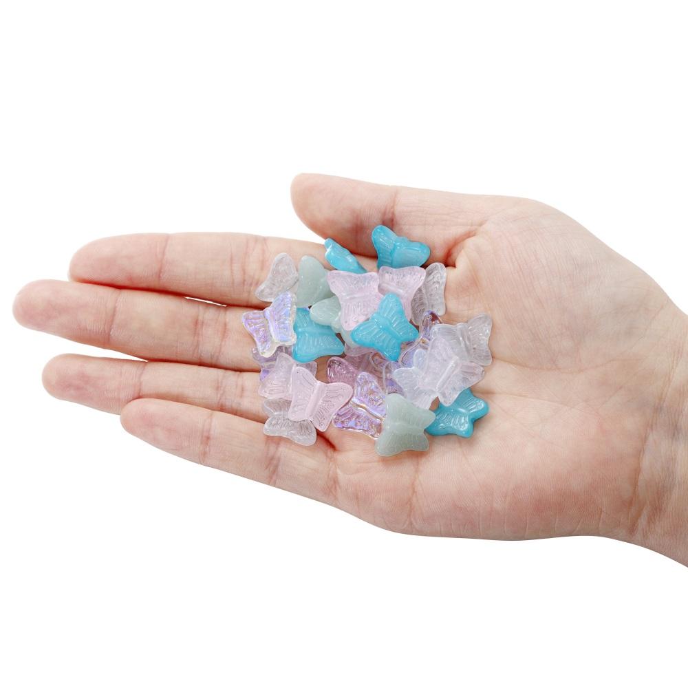 10 Stück/Los Mehrfarbige Kristallglas Schmetterling Anhänger Lose Perlen Zur Schmuckherstellung Handgefertigte Halskette Armband DIY Zubehör