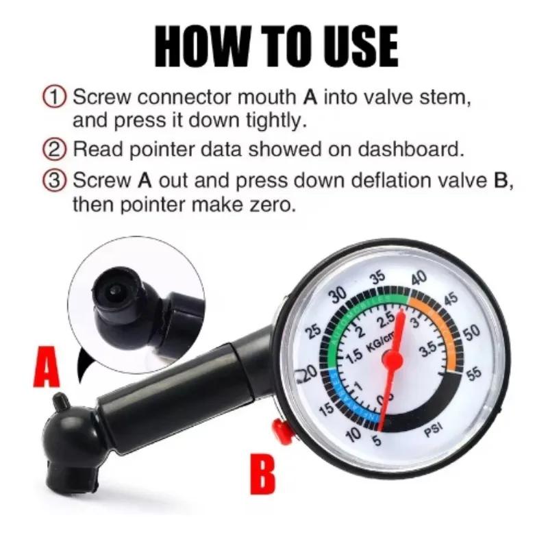 Mini Car Tire Gauge Indicator - Auto Tire Diagnostic Tools Air Pressure Gauge Dial Tester for Motorcycle Bicycle Wheel