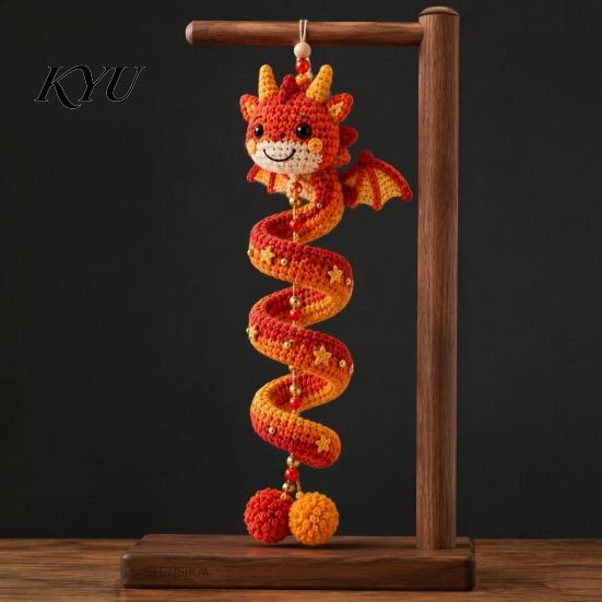 Easy Assembly Dragon Decor DIY Spiral Hanging Ornament Kit, Decorative Art Craft, Family Activity Craft Handmade Crochet Kit for Home Classroom