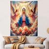 "Graceful Virgin Mary with Angels and Roses" Patterned Tapestry Home Decor, Suitable for Bedroom and Living Room, Gift