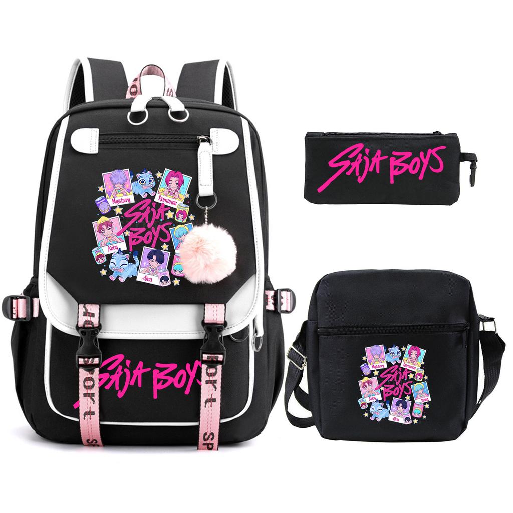 Animation Cartoon Peripheral Primary And Secondary School Students Schoolbag Multi-Functional Large-Capacity Leisure Backpack Three-Piece Set