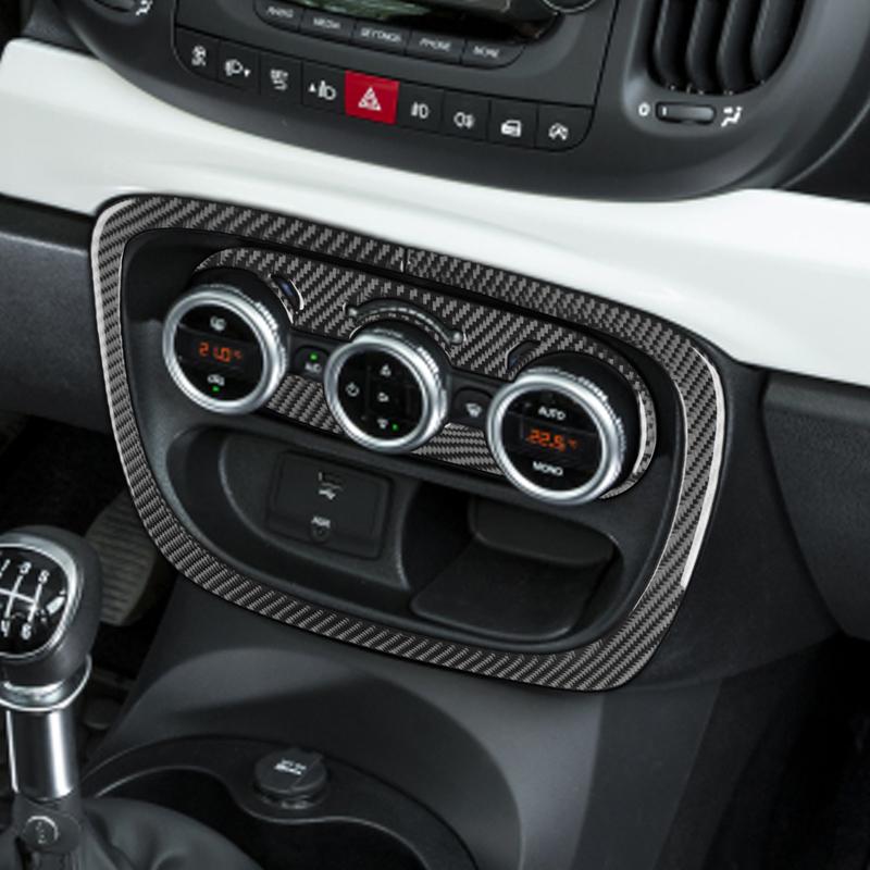 Carbon Fiber Car Accessories Center Console Climate Panel Set Modified Interior Trim Soft Cover Sticker For Fiat 500L 2014-2017
