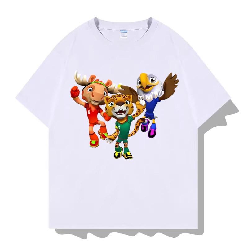 

Unisexs Tshirt 2026 USCanadaMexico football mascot pattern printed Tshirt Unisex Fashion Streetwear summer new pure Cotton Tee S