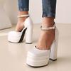 Women 'S Pumps High Heels Platform Sandals Sexy Dress Party Wedding Shoes Women Square Toe High Heel Crystal Female Sandal